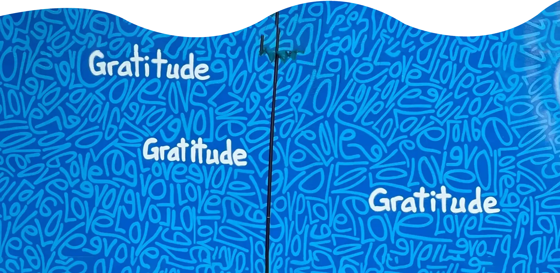 Wall painted with the word gratitude